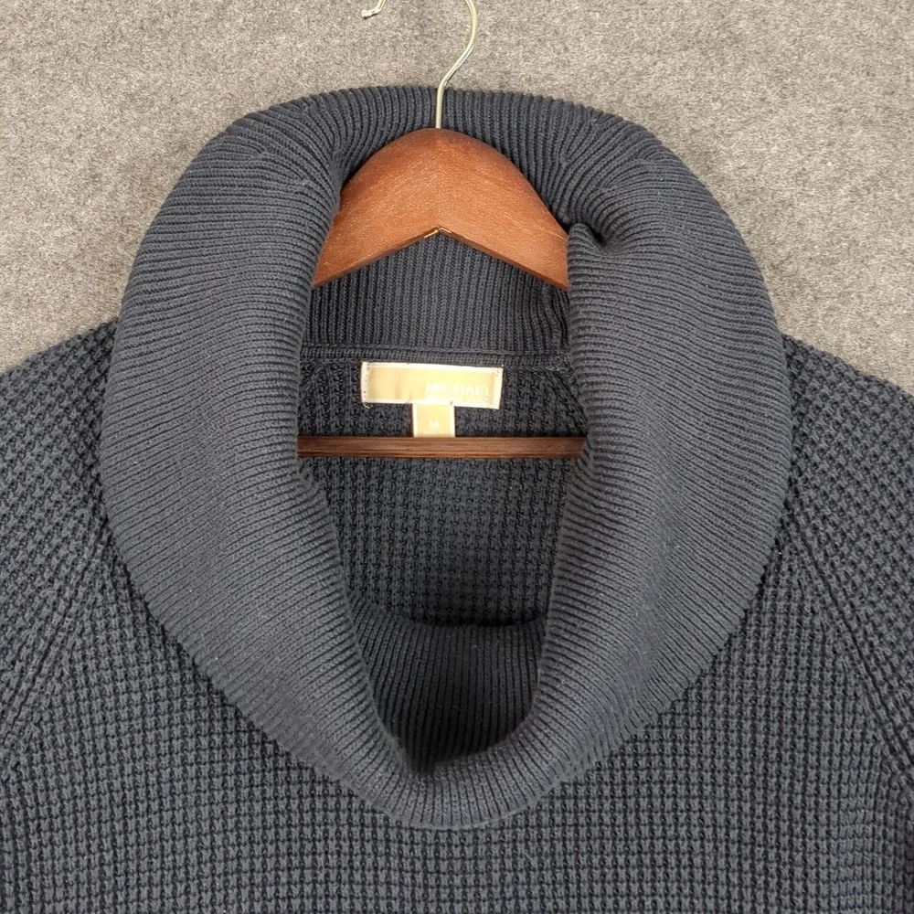 Michael‎ Kors Cowl Neck Waffle Knit Sweater Womens Sz M Gray Long Sleeve Relaxed